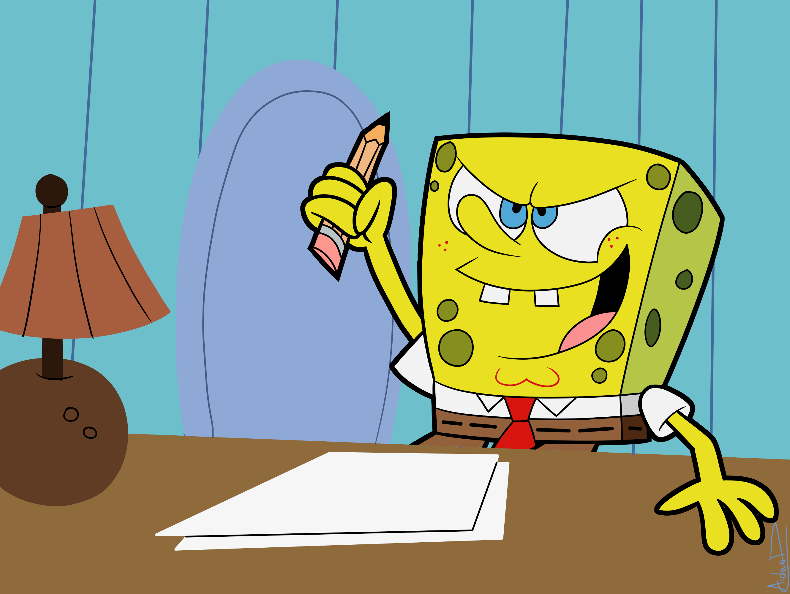 spongebob writing