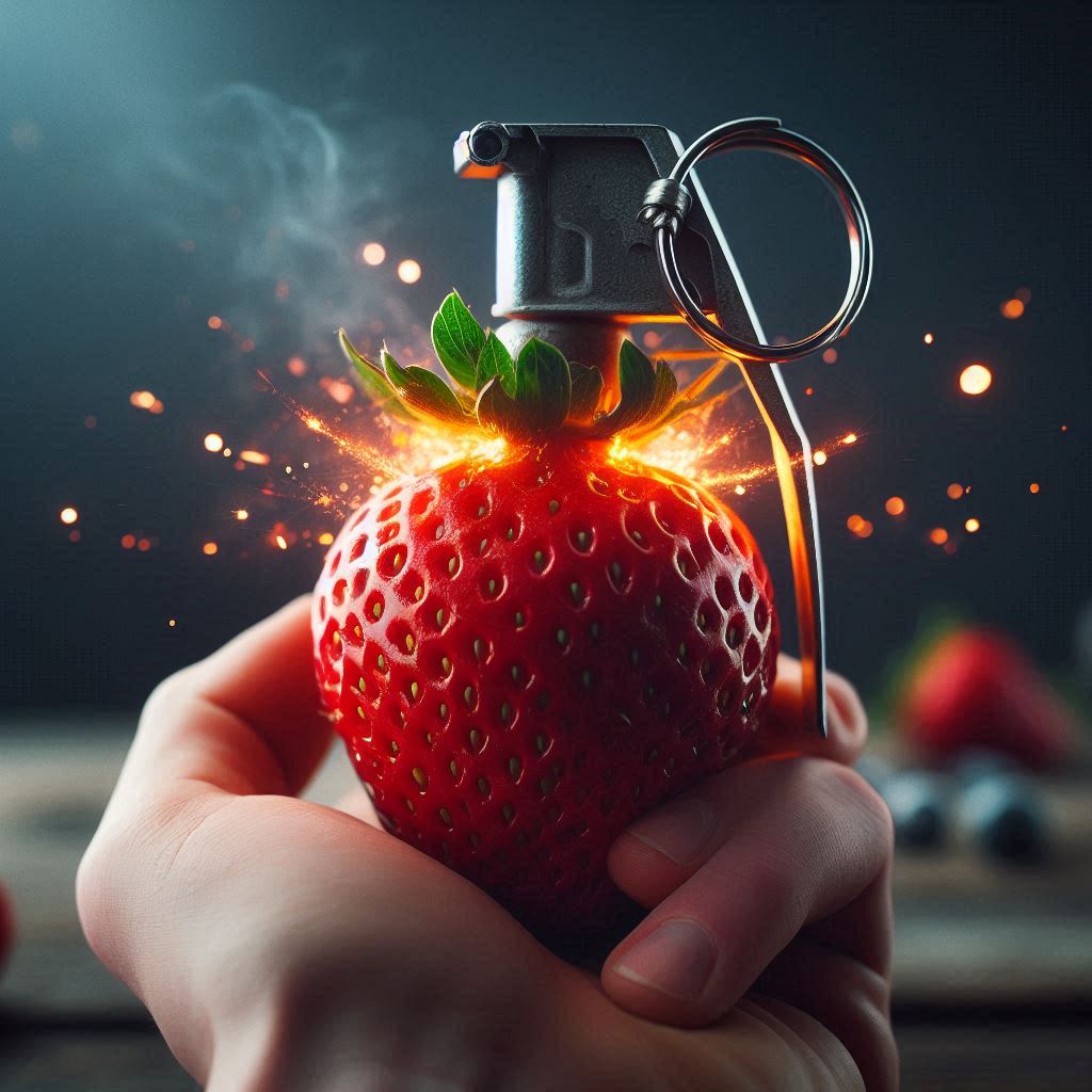 Exploding Strawberry Drawing Exploding strawberry hand grenade. by ajith2023 on DeviantArt
