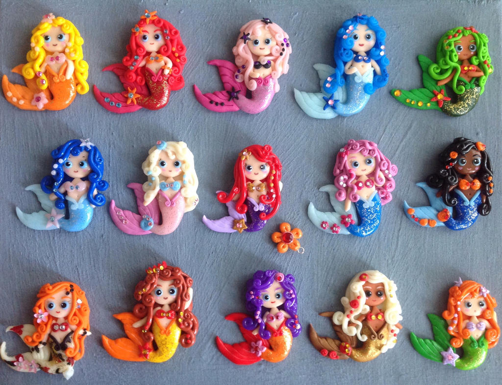 Clay mermaid magnets