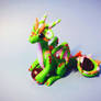 Fimo dragon (green/pink/orange)