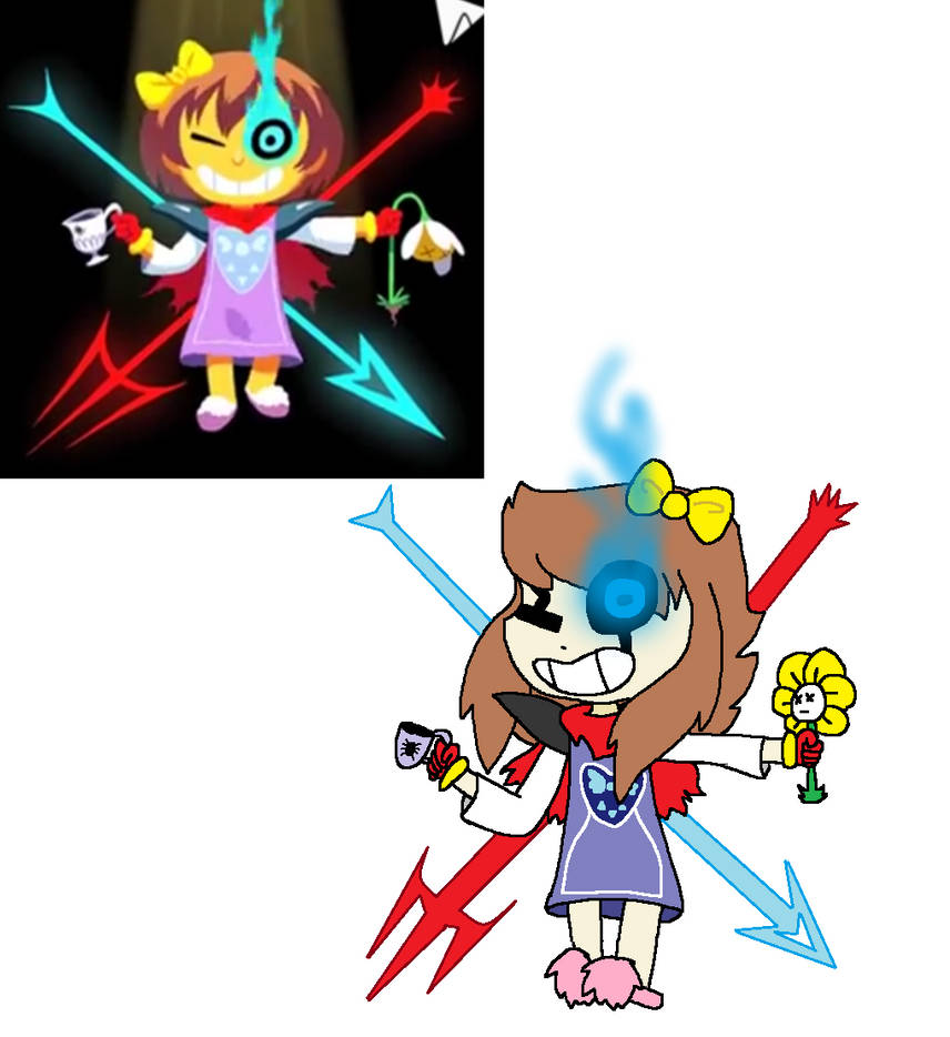 Frisk Mob Depiction of Frisk with the monster's powers by icem0untain on DeviantArt