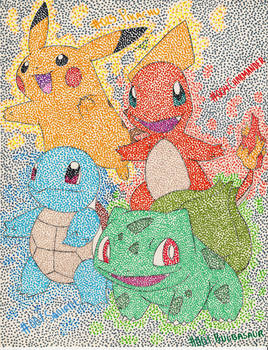 Kanto starters + Pikachu