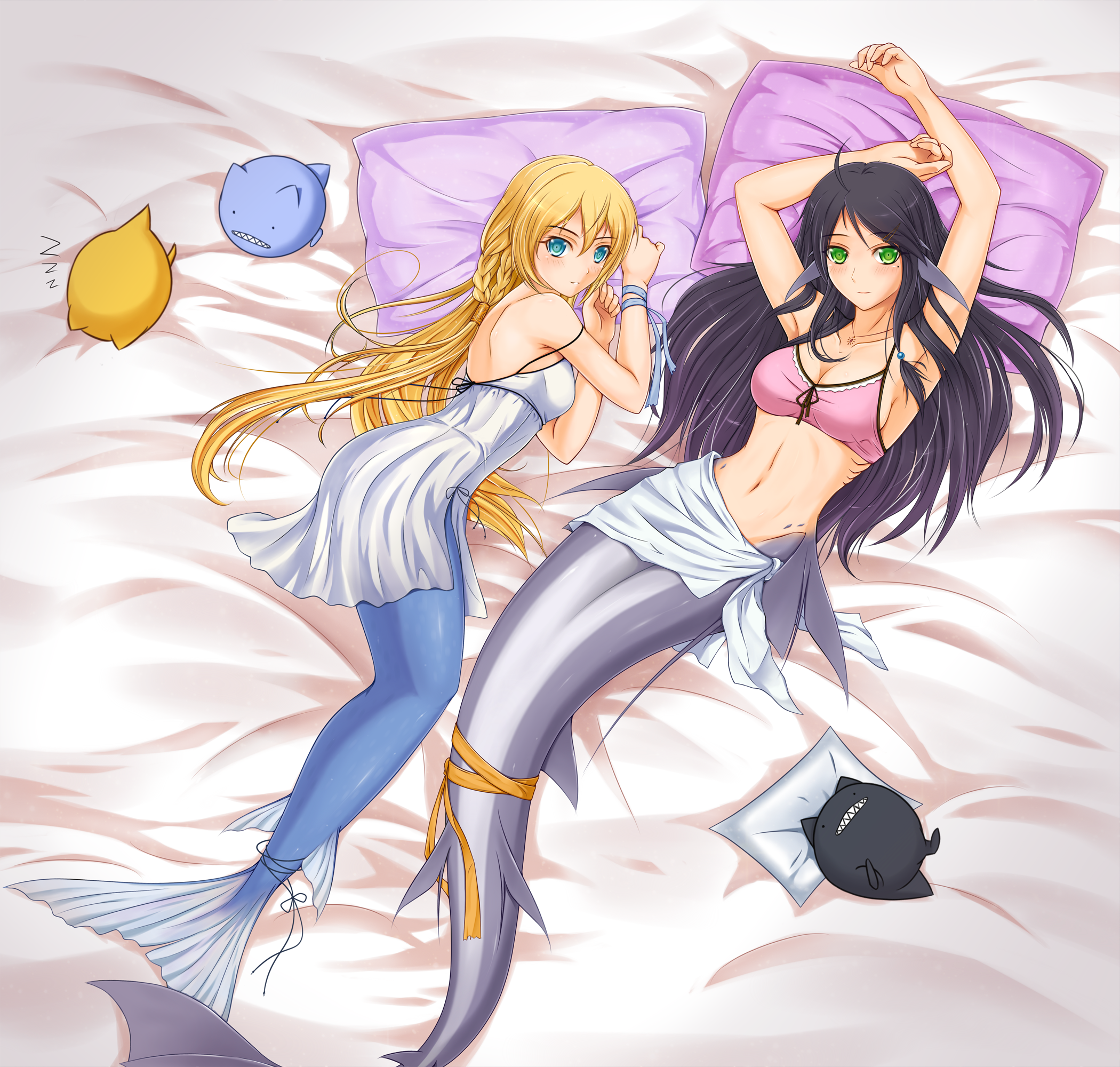 mermaids on bed