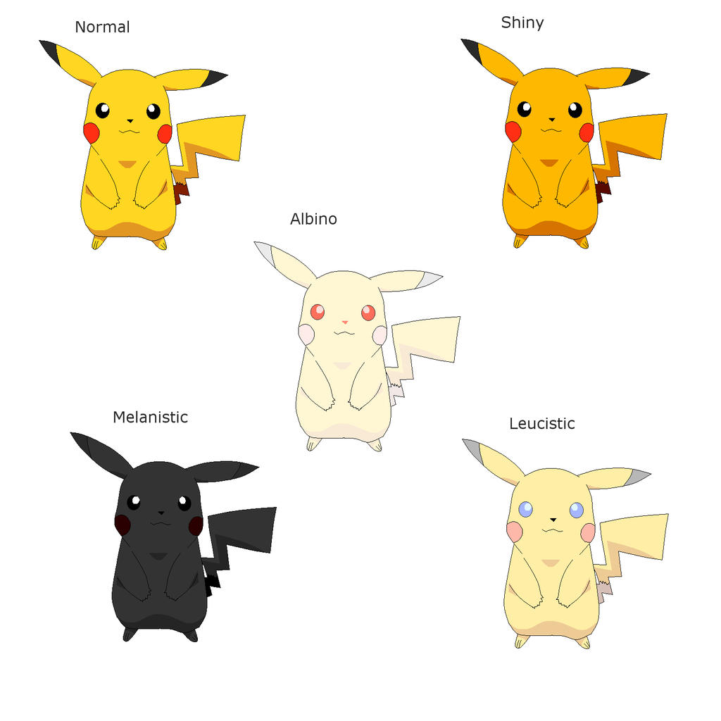 Pikachu colorations by Springfallendeer on DeviantArt