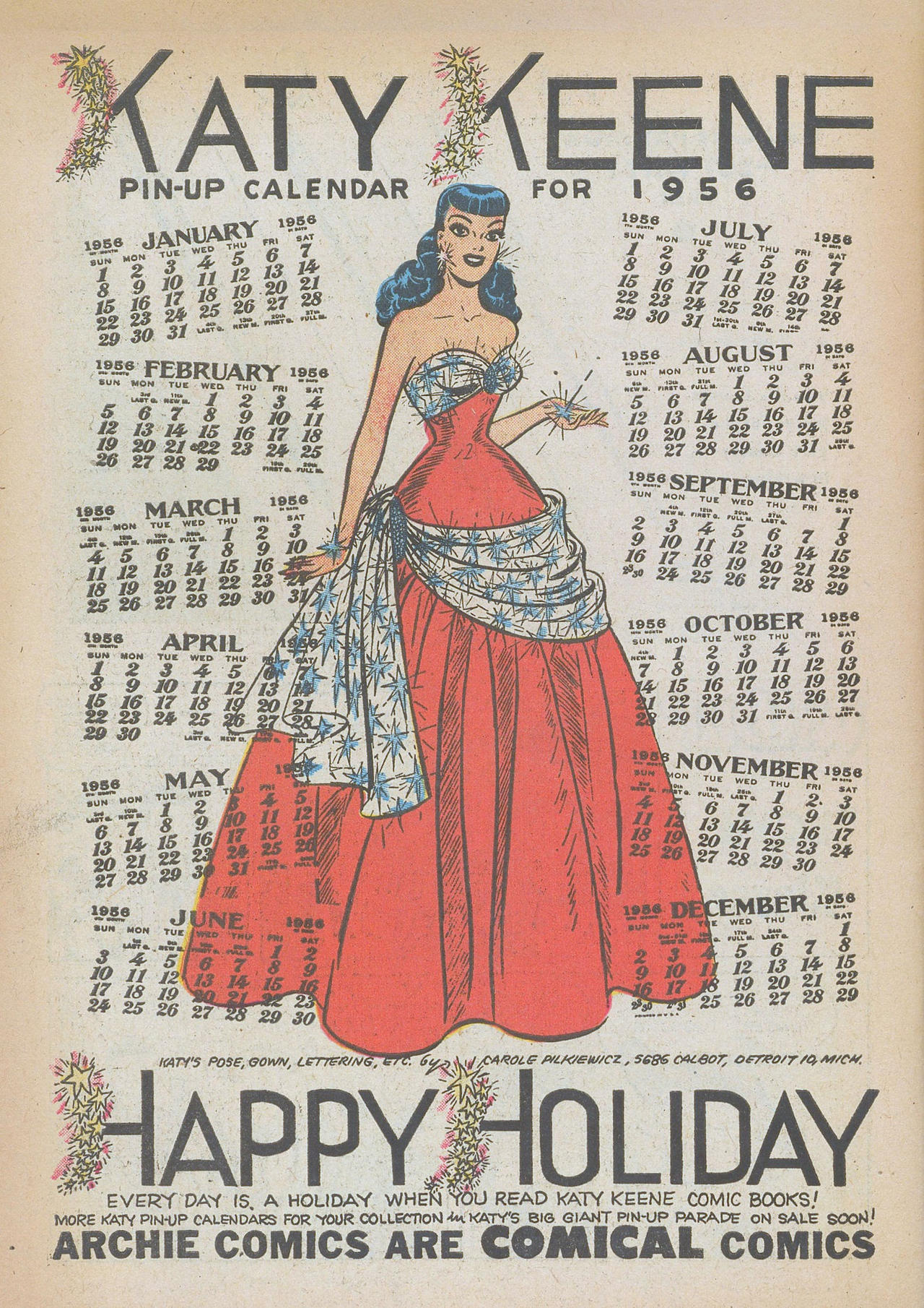 Katy Keene Pinup Calendar for 1956. by TheRedLion2 on DeviantArt