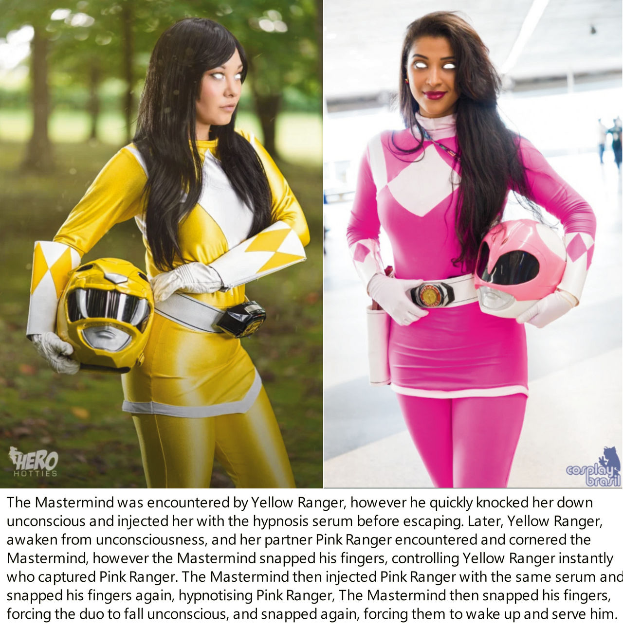 Pink and Yellow Ranger hypnotized by SleeperHeroine on DeviantArt