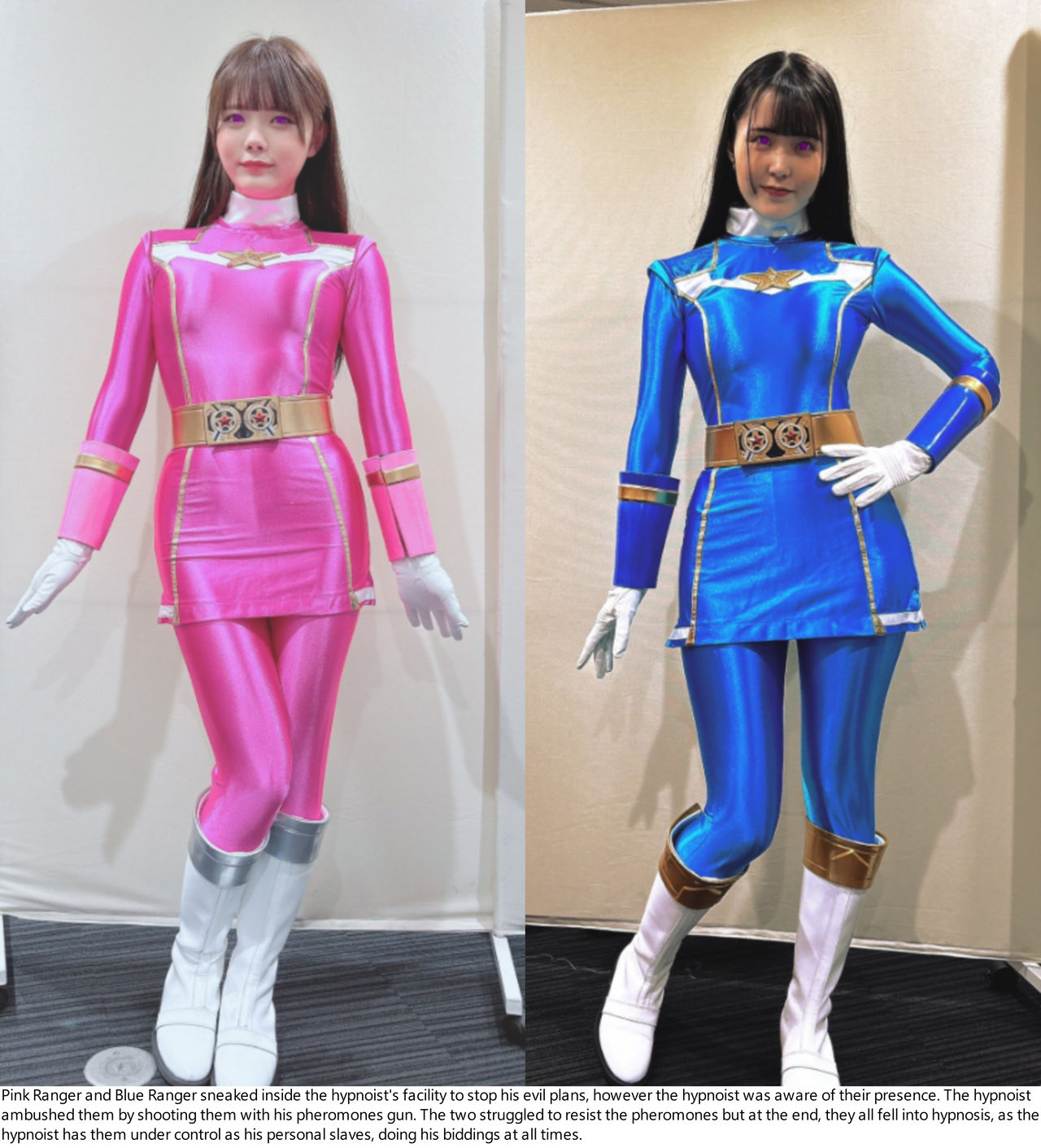 Pink and Blue Rangers hypnotized by the pheromones by SleeperHeroine on ...