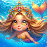 Little mermaid in the ocean 