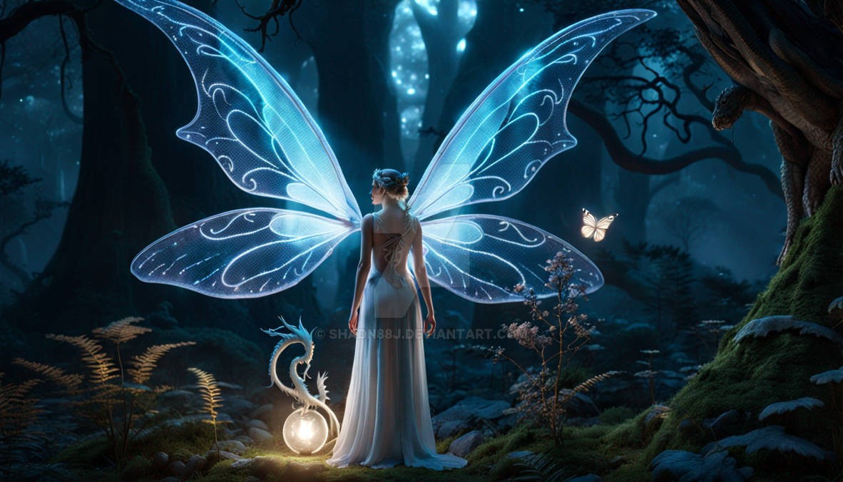 A Fairy With Ethereal Butterfly like Wings Stands By Shadn88j On a-fairy-with-ethereal-butterfly-like-wings-stands-by-shadn88j-on