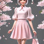 Blouse: light pink chiffon with cherry blossoms, w