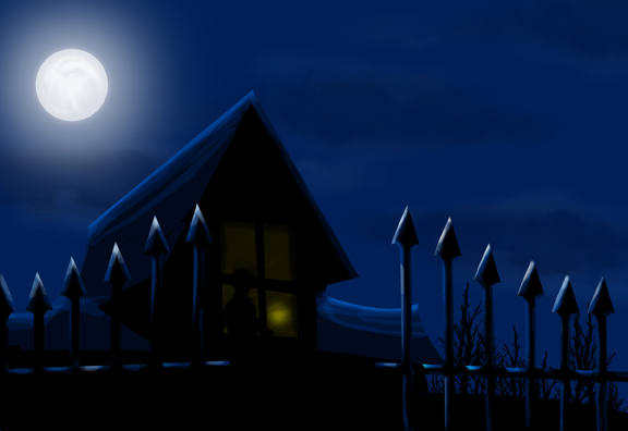 Old House under the moon