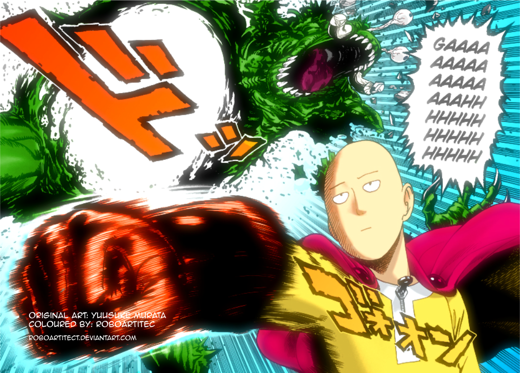 One Punch Man Manga Ch 1 OnePunch Man - Chapter 1 (Coloured + Glow) by Roboartitect on DeviantArt