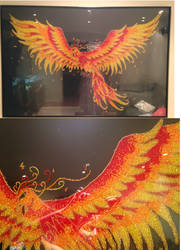 Phoenix made of glass beads