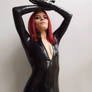 Black latex catsuit