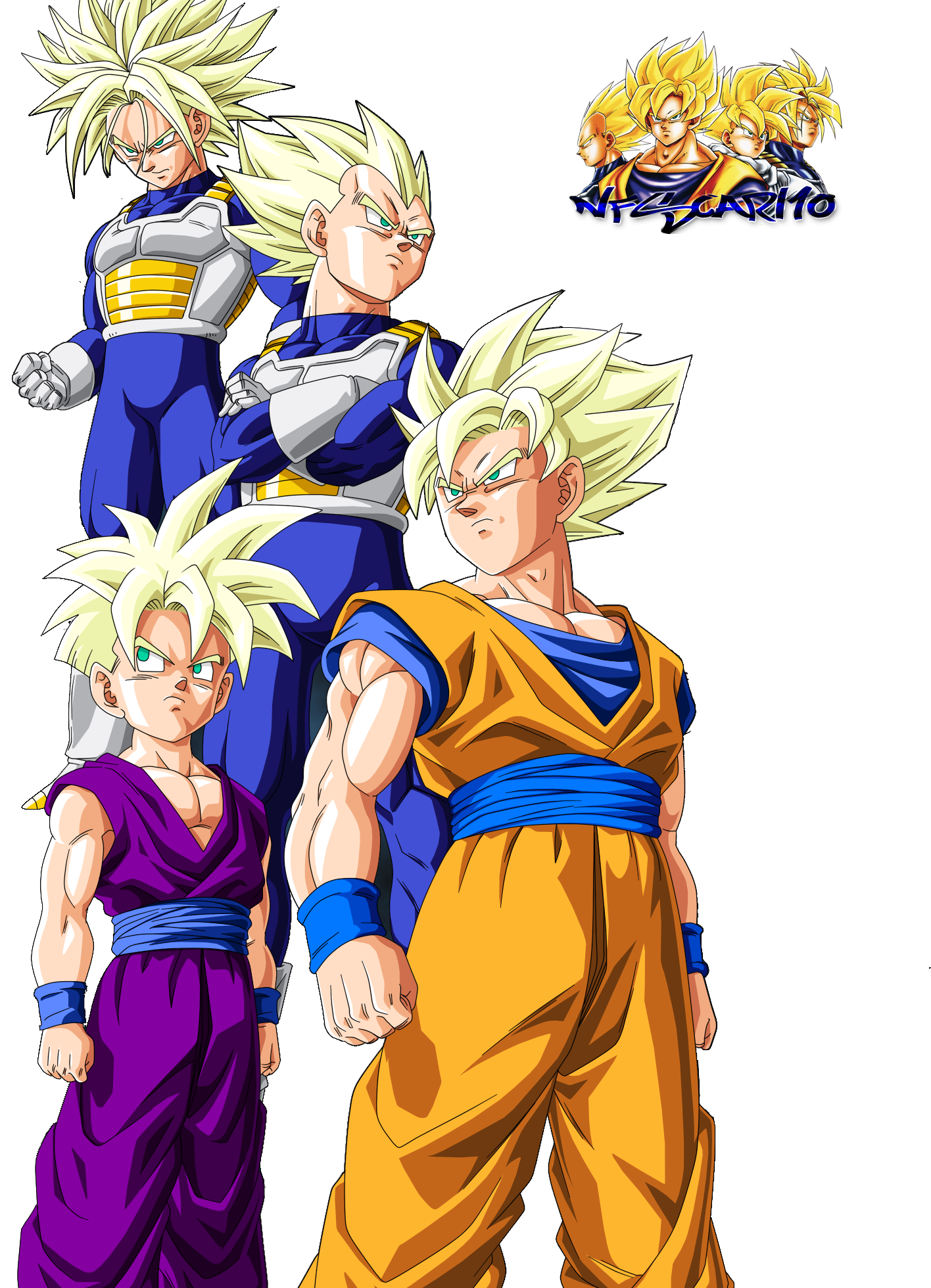 Desenhe goku super saiyajin gohan vegeta e trunks