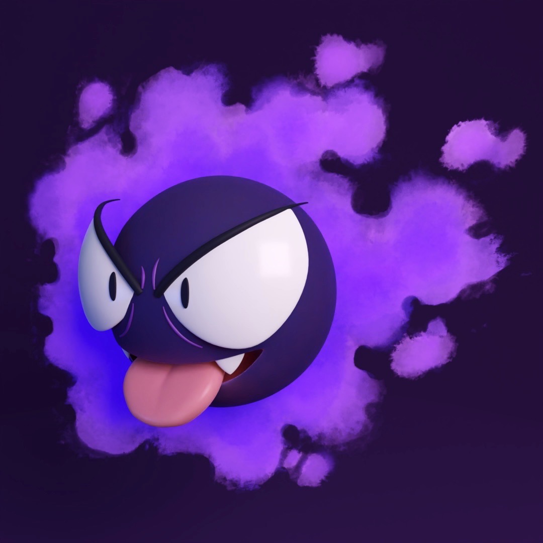 Shiny Gastly, Haunter, & Gengar models