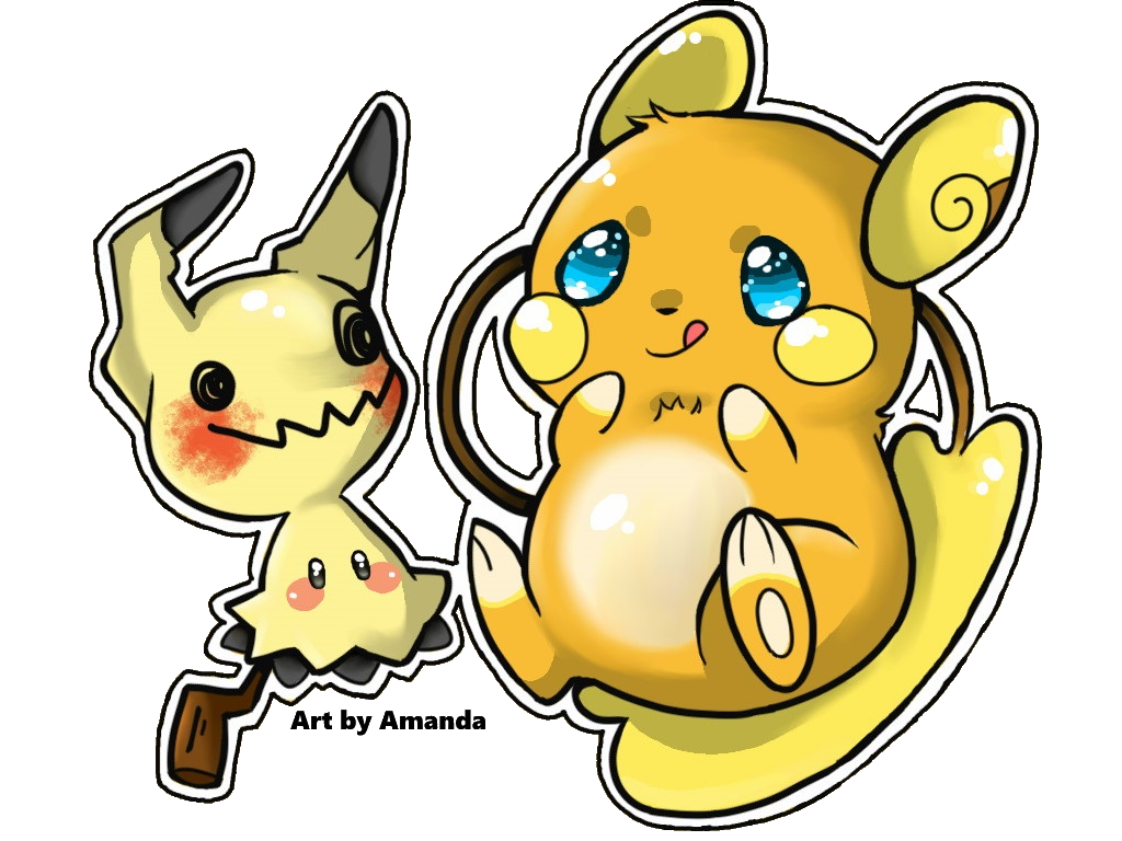 Pokemon A.Raichu + Mimikyu Chibi Stickers