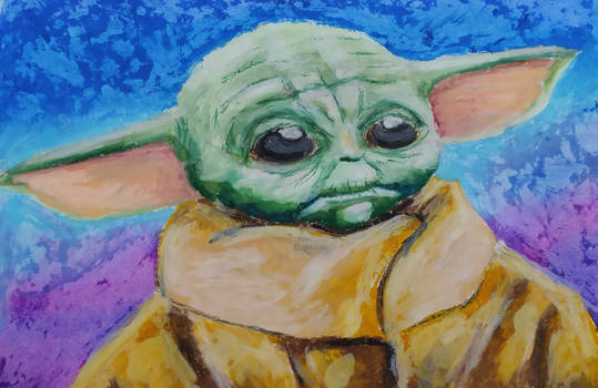 Baby Yoda aka Grogu on Oil Pastels