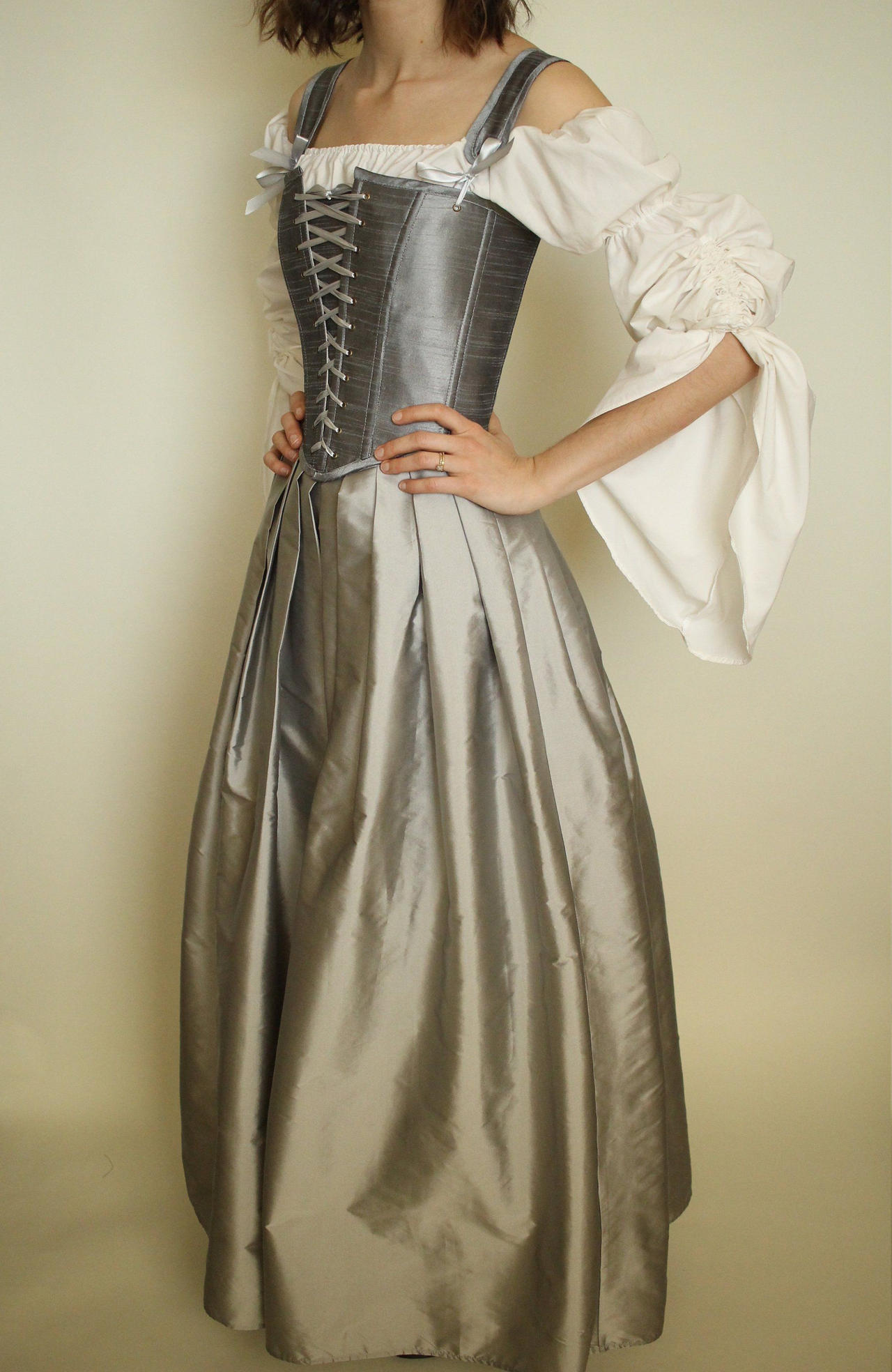silver grey corset peasant bodice dress by jkfangirl on DeviantArt