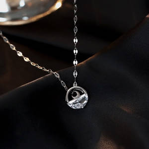 silver moon diamond necklace