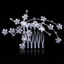 silver diamond flower hair comb