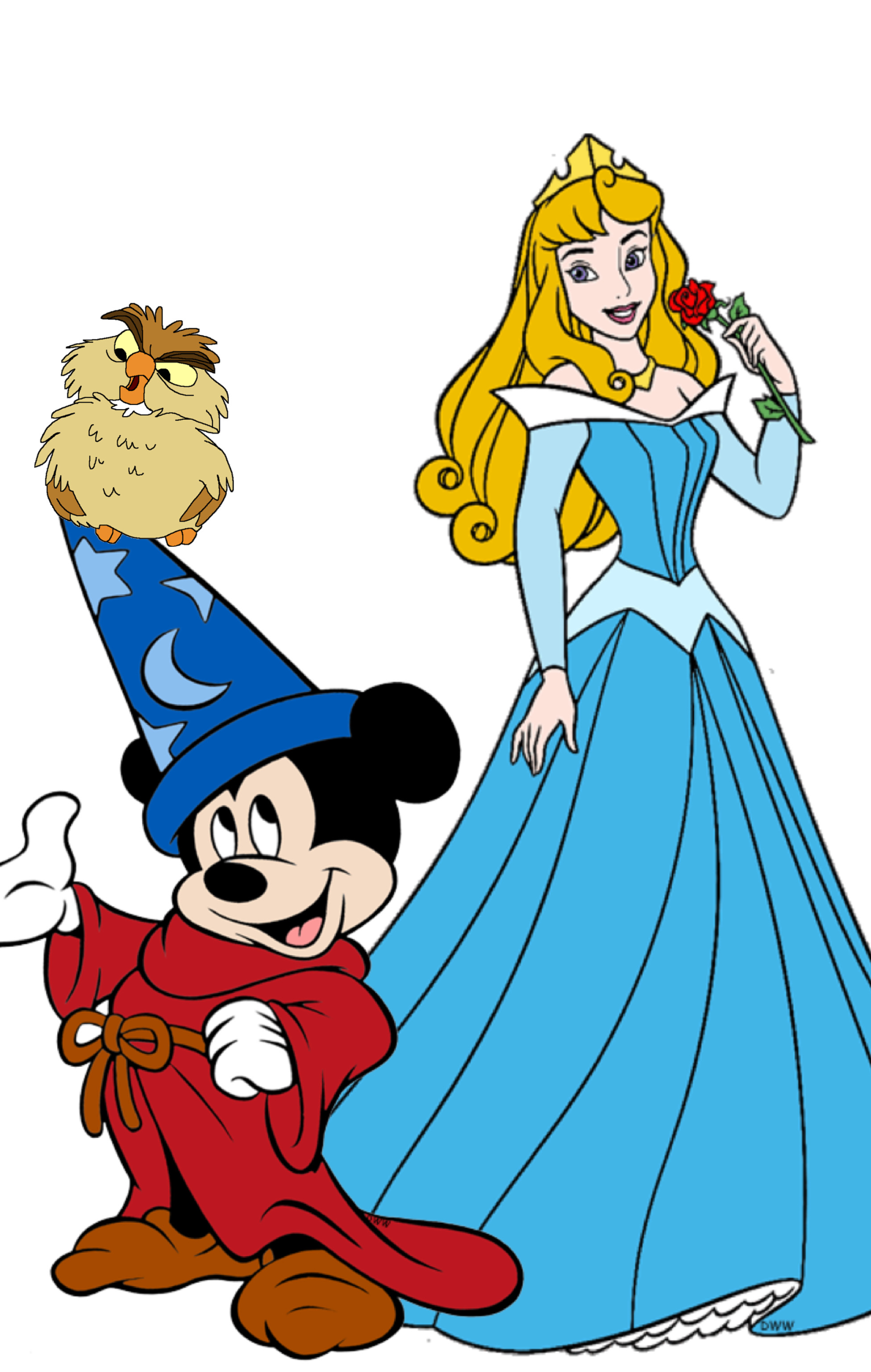 Sorcerer Mickey, Archimedes and Princess Aurora by mattdisnmagical on ...