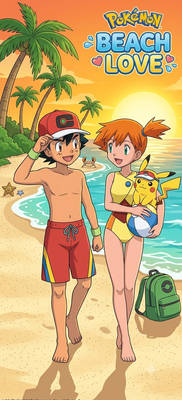 Ash and Misty on beach together