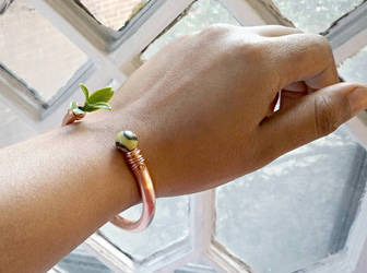 Serpentine and Leaves Copper Bangle