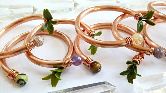 Gemstone and Copper Bangles