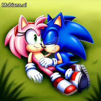 Sonic x Amy Resting In Grass (AI Art)