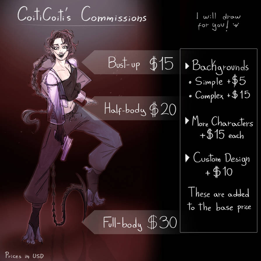 Art Commission price sheet - OPEN