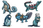 Realistic Pokemon Sketches: Water Starters