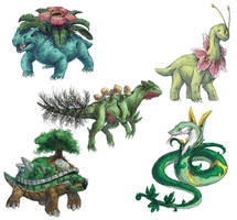 Realistic Pokemon Sketches: Grass Final Evolutions