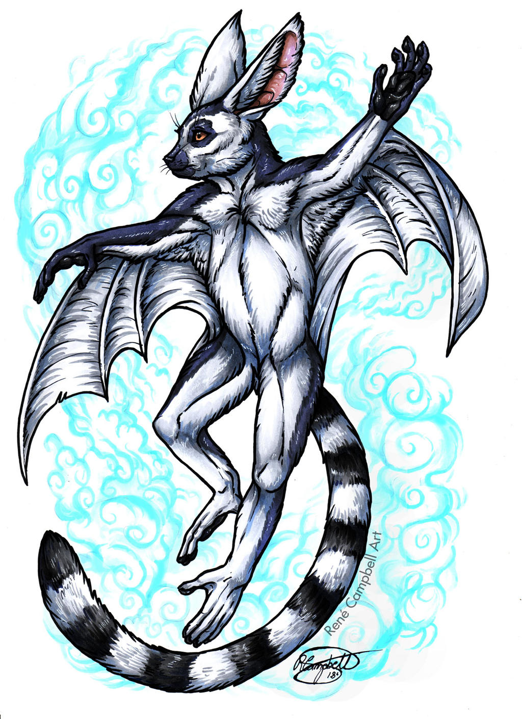 Deviantart Ringtail Day 5: Winged Lemur (Ringtail) by ReneCampbellArt on DeviantArt