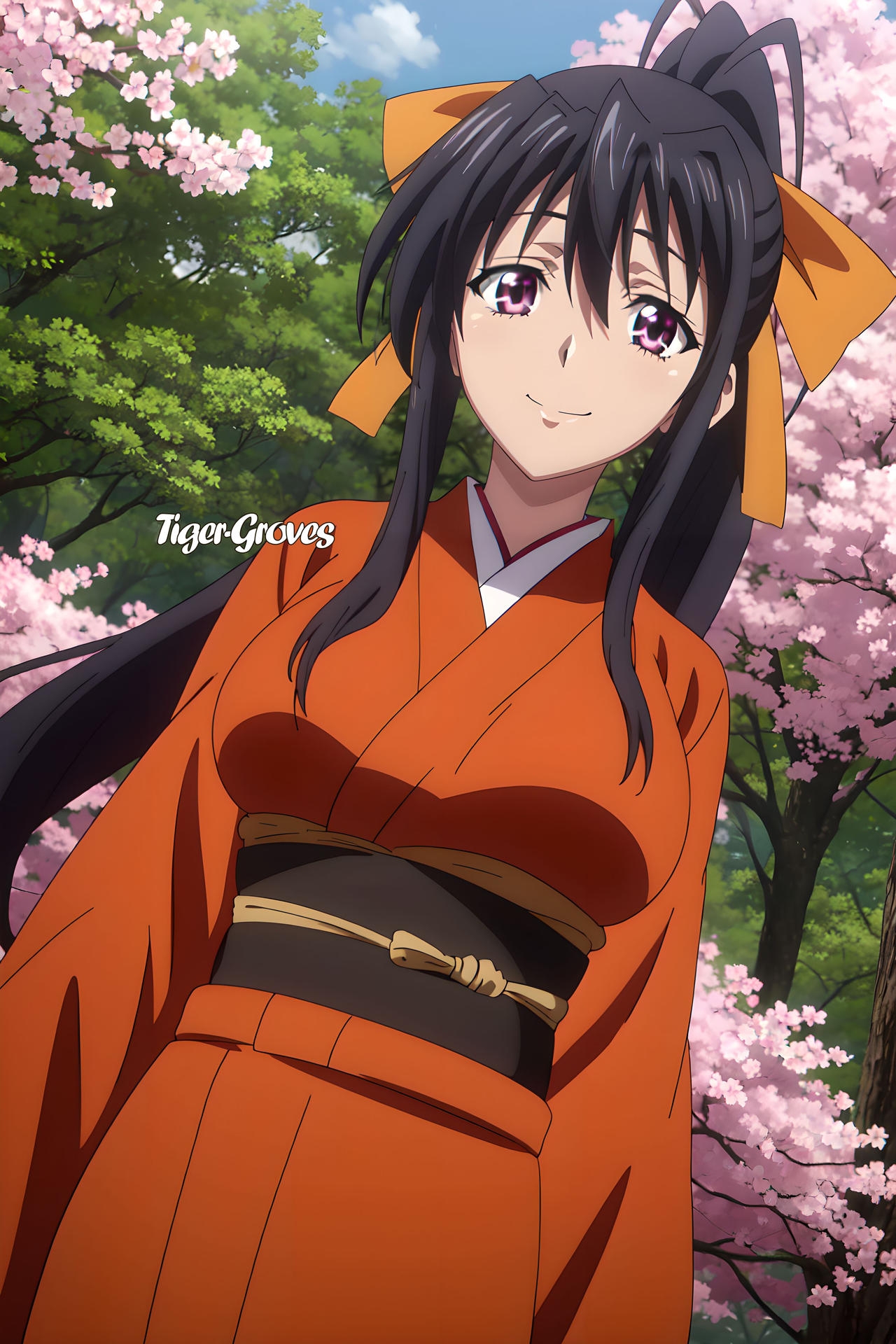 Deviantart Akeno Akeno Himejima Kimono 2 by Tiger-groves on DeviantArt