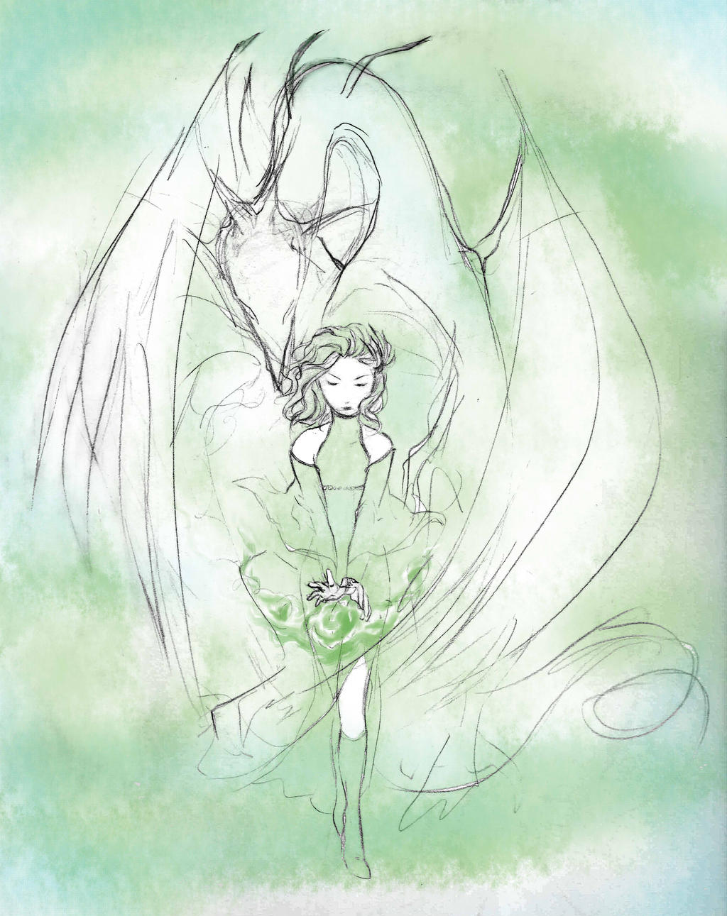 Rydia and Bahamut