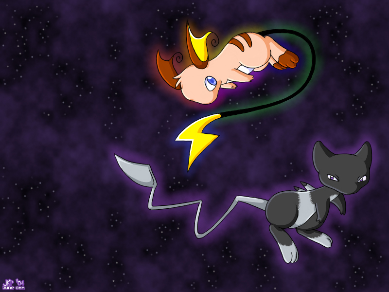 Mewchu and Akuu in space