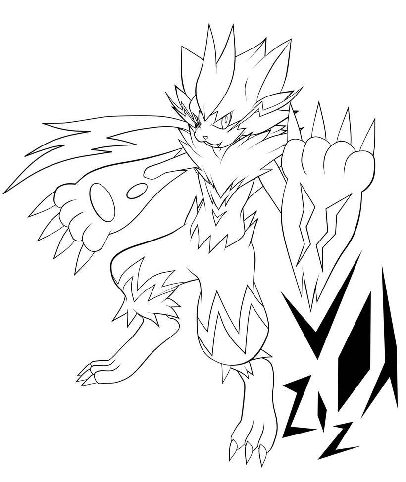 Zeraora Line art by jot202 on DeviantArt