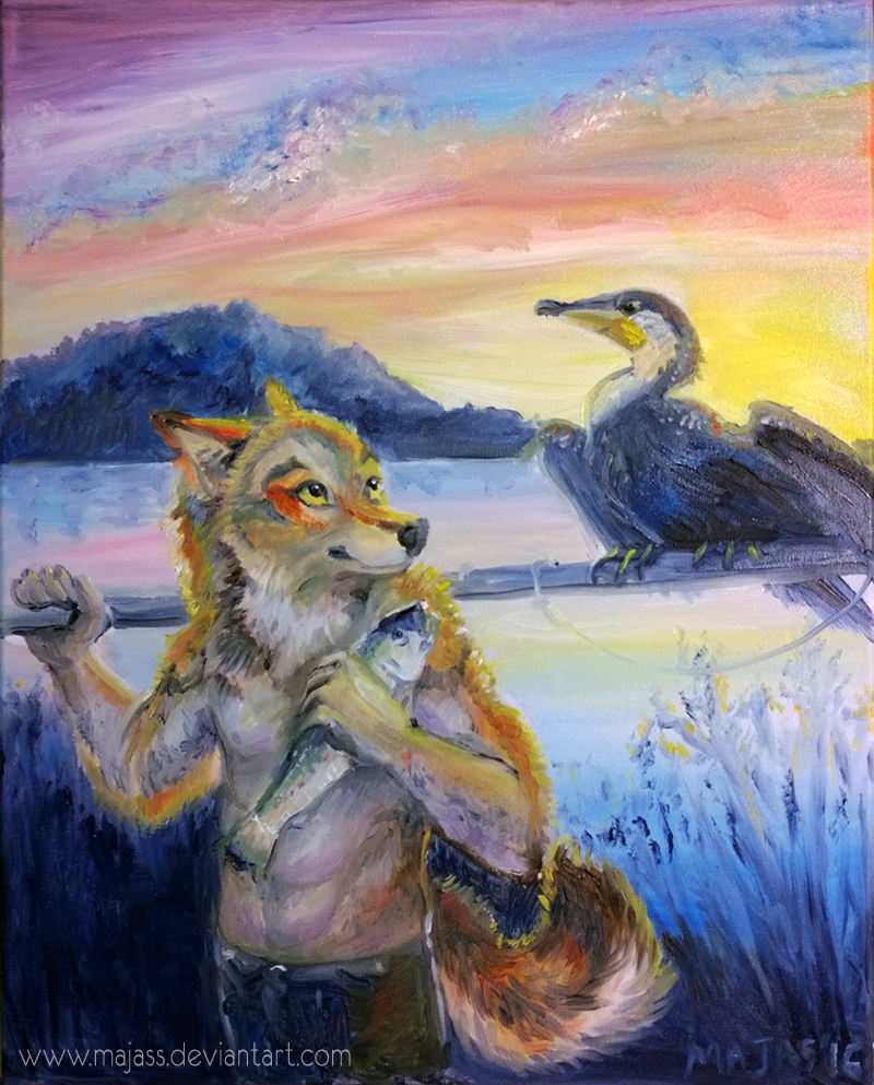 Fisherfurre with Cormorant by james-talon