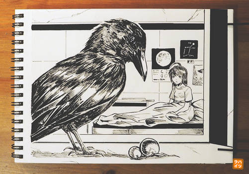 Inktober 11: The Moon Asked The Crow