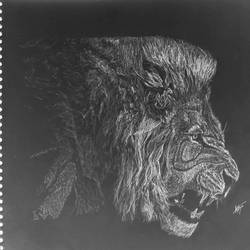 Inverted sketch of lion