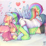 Rainbow Dash hugging Fluttershy