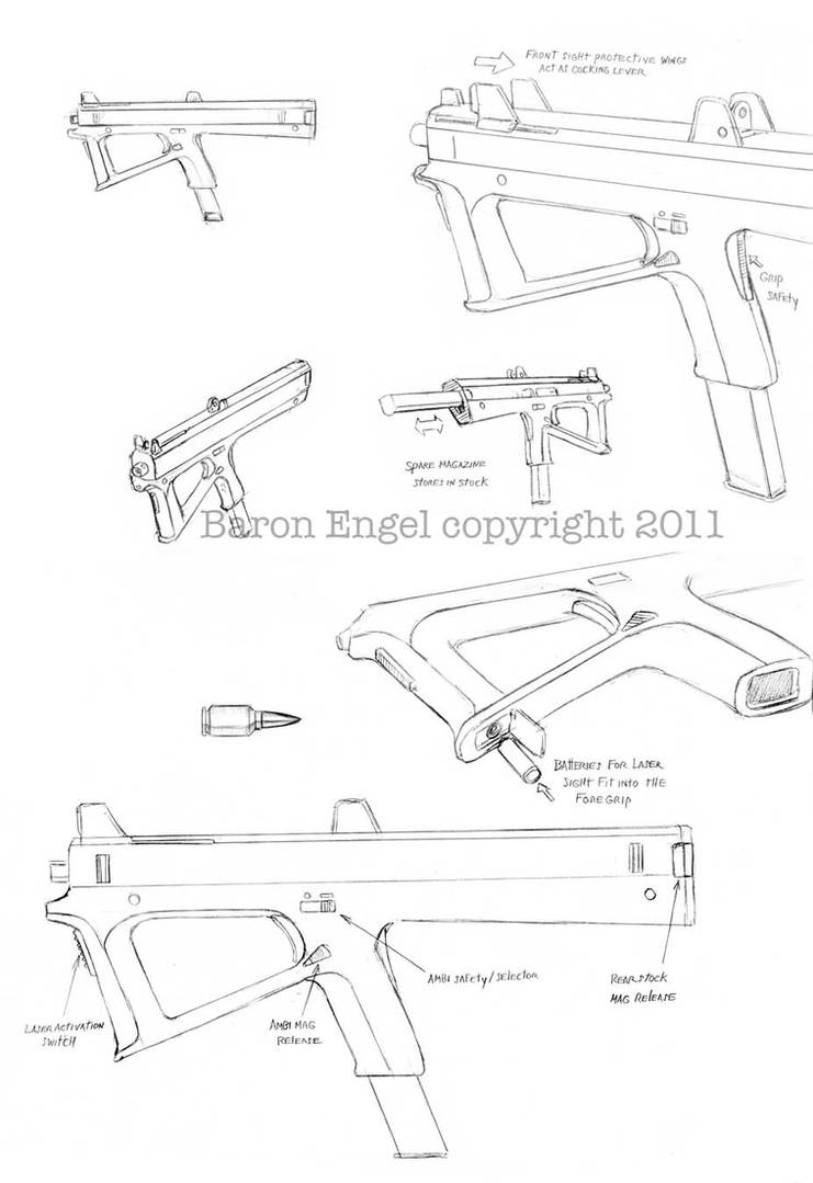 Experimental submachine gun design 01 by Baron-Engel on DeviantArt