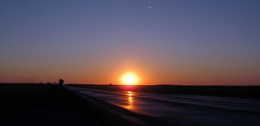 Sunset on the road