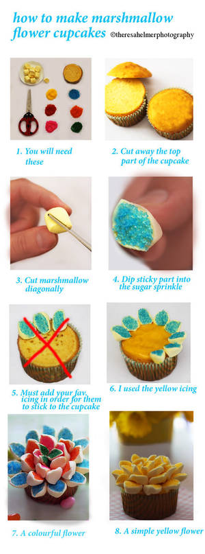Tutorial For Marshmallow Flower Cupcakes
