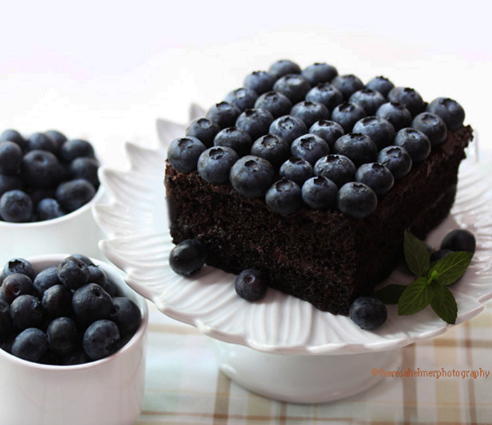 Dark German Chocolate Cake w/ Fresh Blueberries