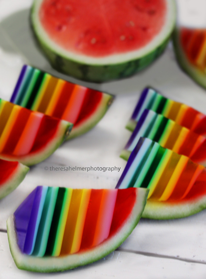 Rainbow Jello In Watermelon Shell