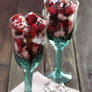 Raspberry Cake In Turquoise Wine Goblets