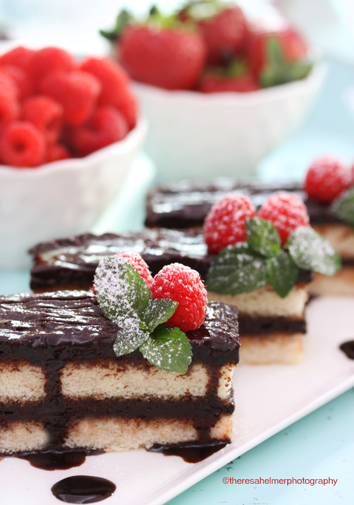 Fudge Vanilla Cake w/ Raspberries