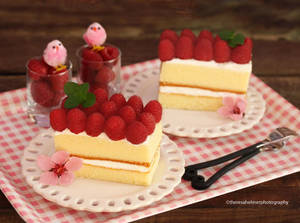 Classic Vanilla Cake with Fresh Raspberries